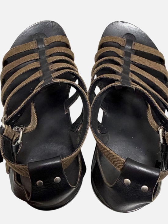 Balenciaga Gladiator Sandals Brown Canvas & Black Leather Ankle Strap EU 41 main image 5